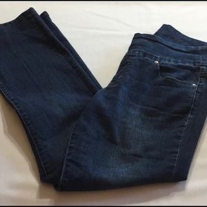 Jag jeans. Pull on, high rise, straight leg.